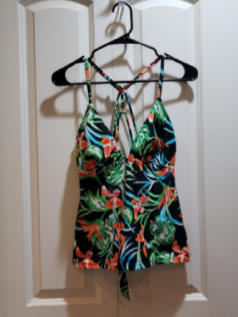 Time And Tru Floral Tankini Spaghetti Racerback Tie Open Back Size M